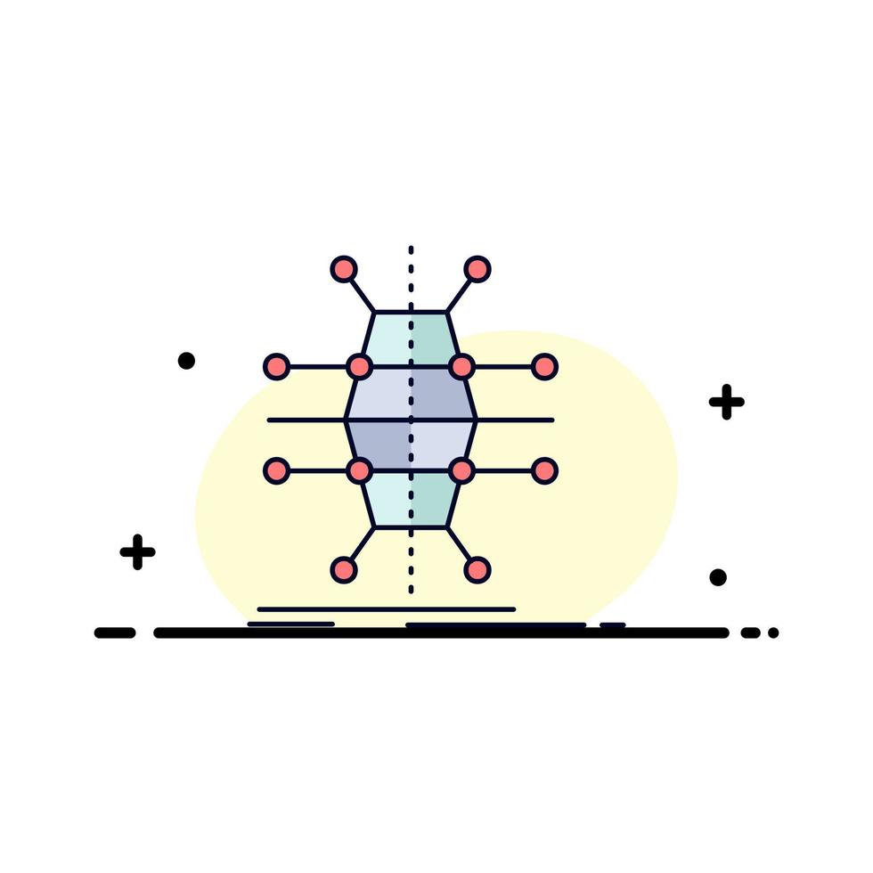 Distribution grid infrastructure network smart Flat Color Icon Vector