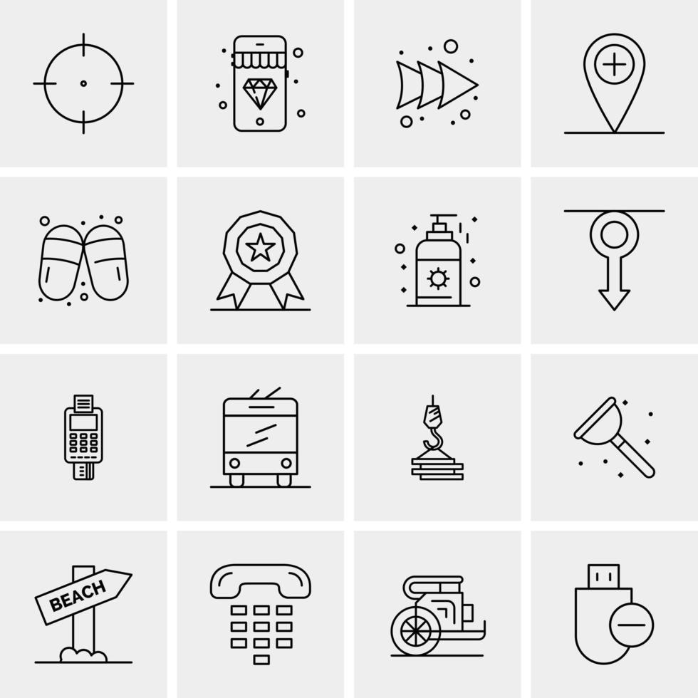 16 iconos de negocios universales vector ilustración de icono creativo para usar en proyectos relacionados con la web y dispositivos móviles