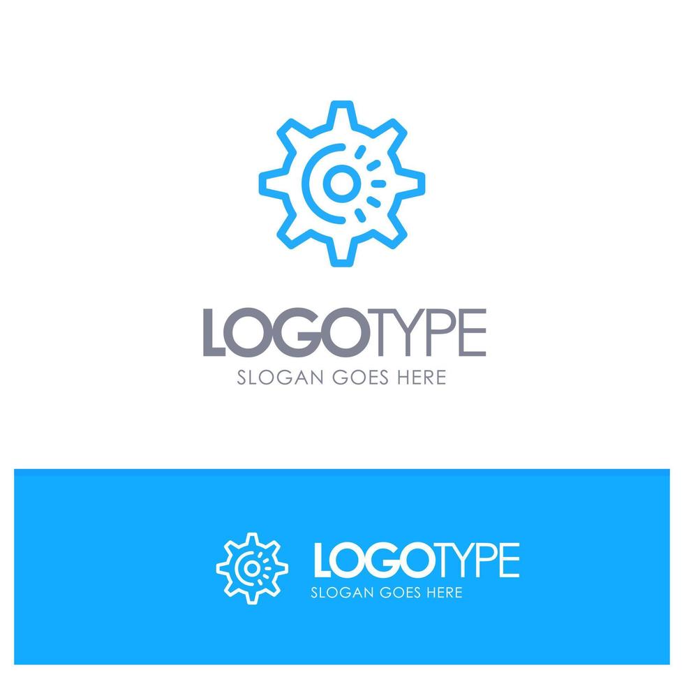 idea de configuración de engranajes cog logotipo de contorno azul con lugar para el eslogan vector