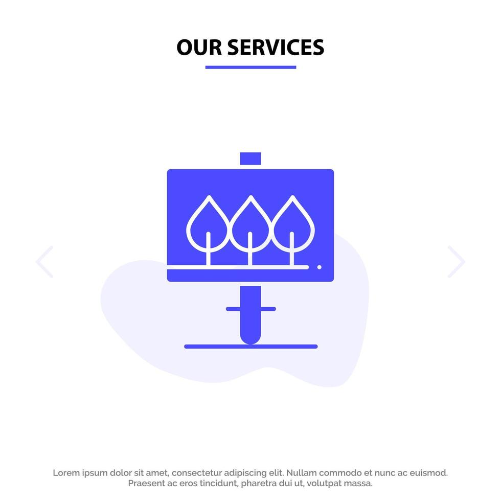 Our Services Board Sign Easter Solid Glyph Icon Web card Template vector