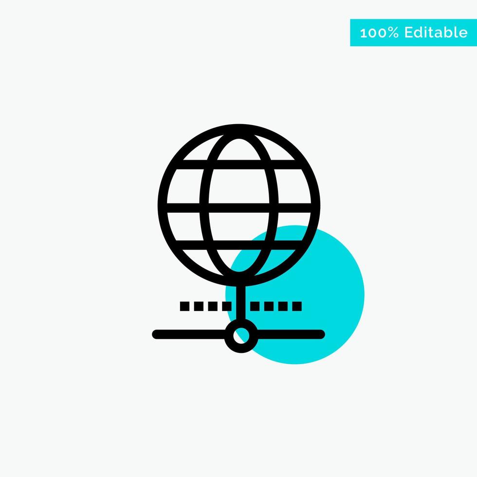 Globe Internet Browser World turquoise highlight circle point Vector icon