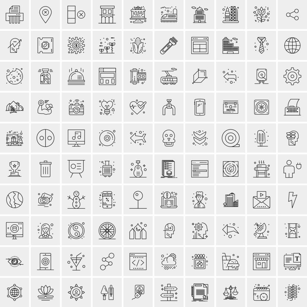 conjunto de 100 iconos de línea de negocios creativos vector