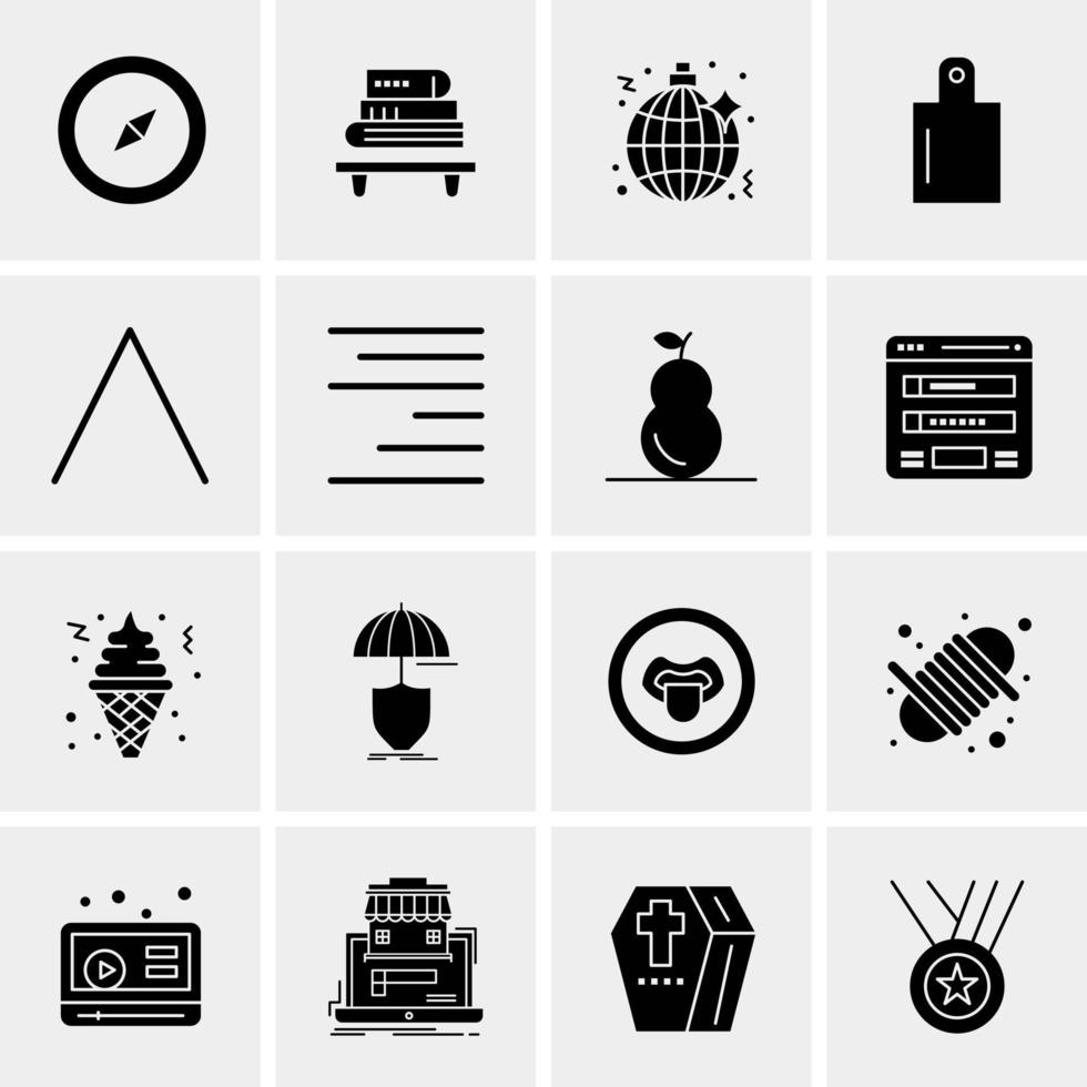 16 iconos de negocios universales vector ilustración de icono creativo para usar en proyectos relacionados con la web y dispositivos móviles