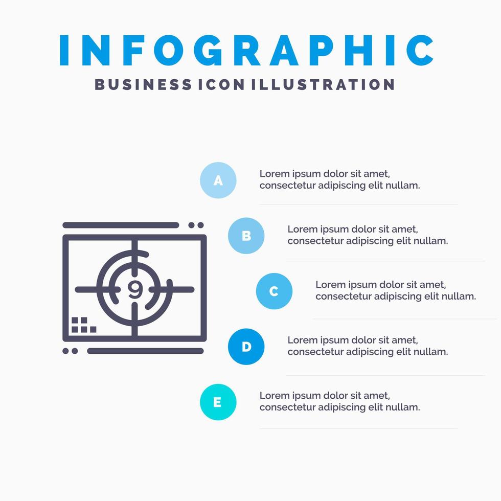 Números de película de película que abren el icono de la línea de estreno con 5 pasos Fondo de infografía de presentación vector