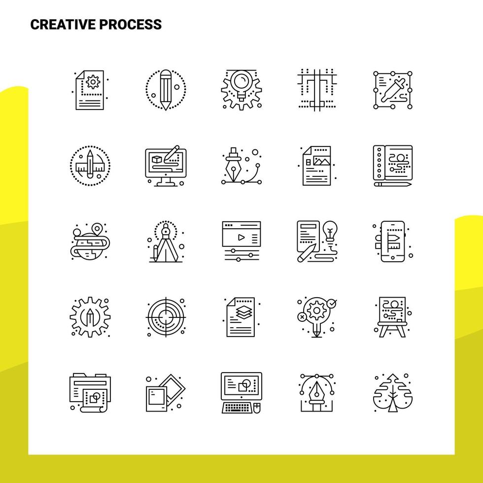 Set of Creative Process Line Icon set 25 Icons Vector Minimalism Style Design Black Icons Set Linear pictogram pack