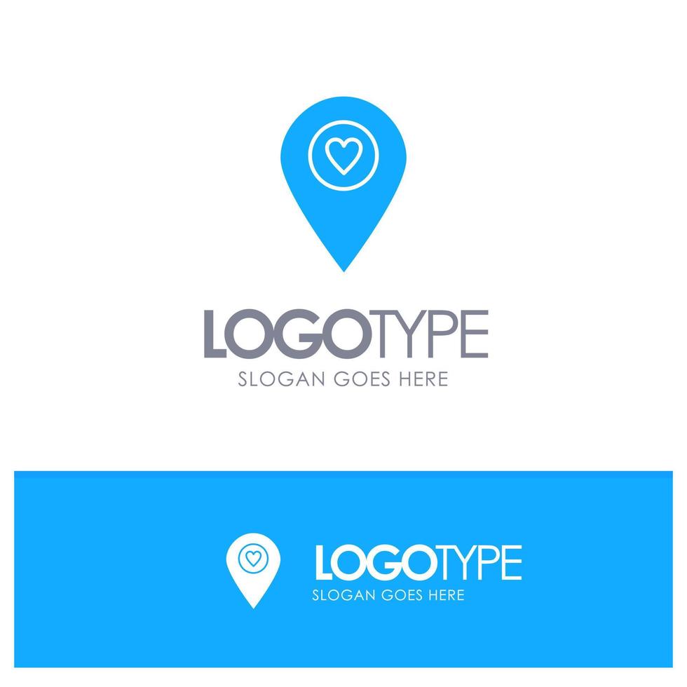 Heart Location Map Pointer Blue Solid Logo with place for tagline vector