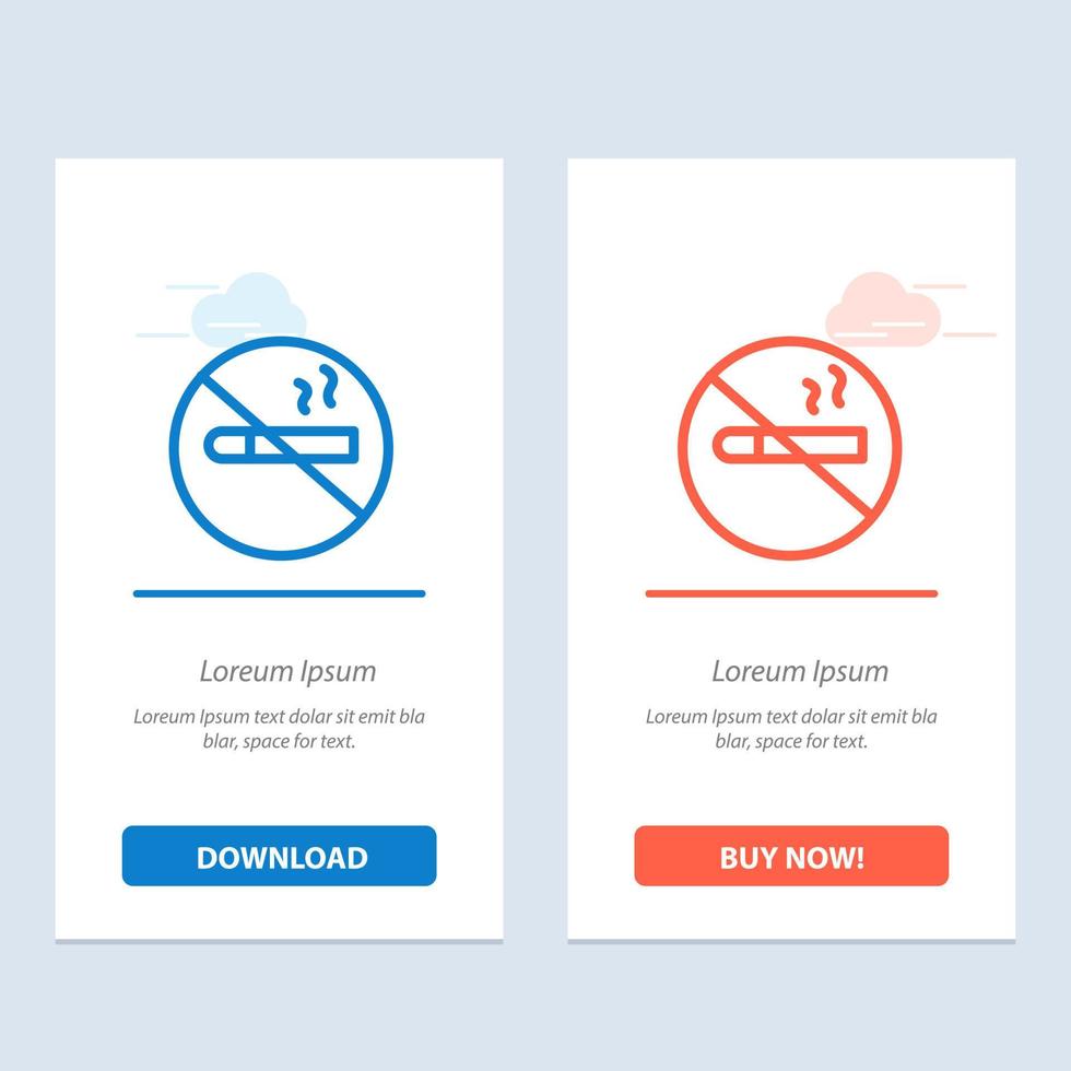 Smoking No Smoking Cigarette Health  Blue and Red Download and Buy Now web Widget Card Template vector