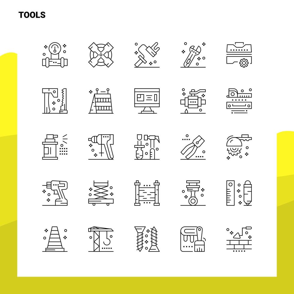 Set of Tools Line Icon set 25 Icons Vector Minimalism Style Design Black Icons Set Linear pictogram pack