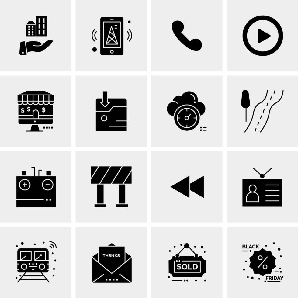 16 iconos de negocios universales vector ilustración de icono creativo para usar en proyectos relacionados con la web y dispositivos móviles