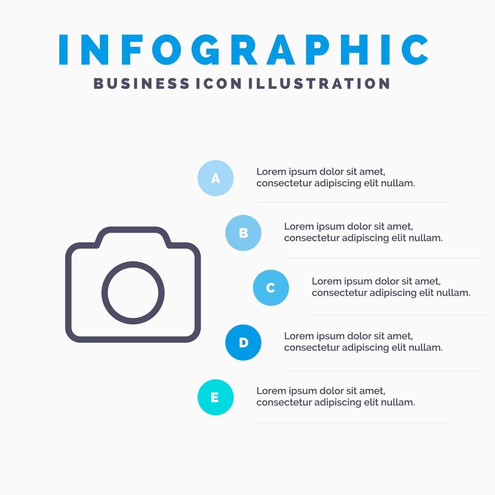 Camera Image Basic Ui Line icon with 5 steps presentation infographics Background vector