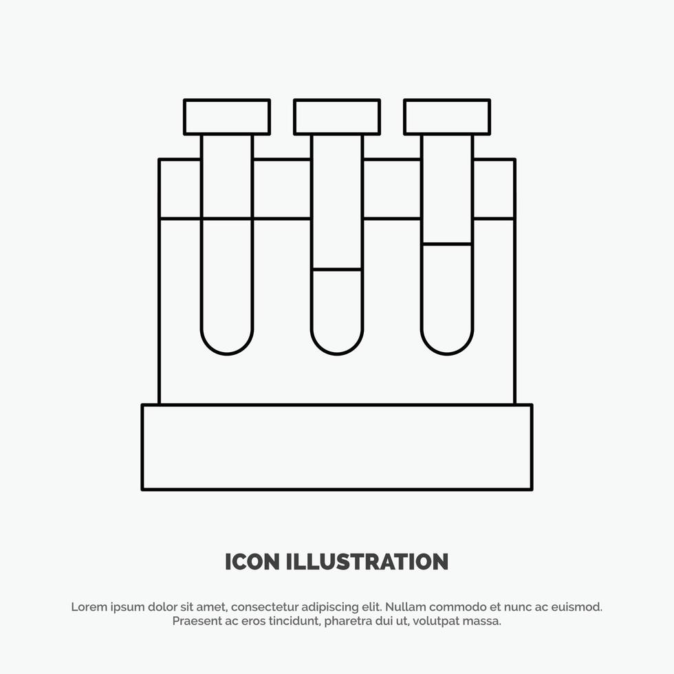 vector de icono de línea de educación de prueba de tinas de laboratorio