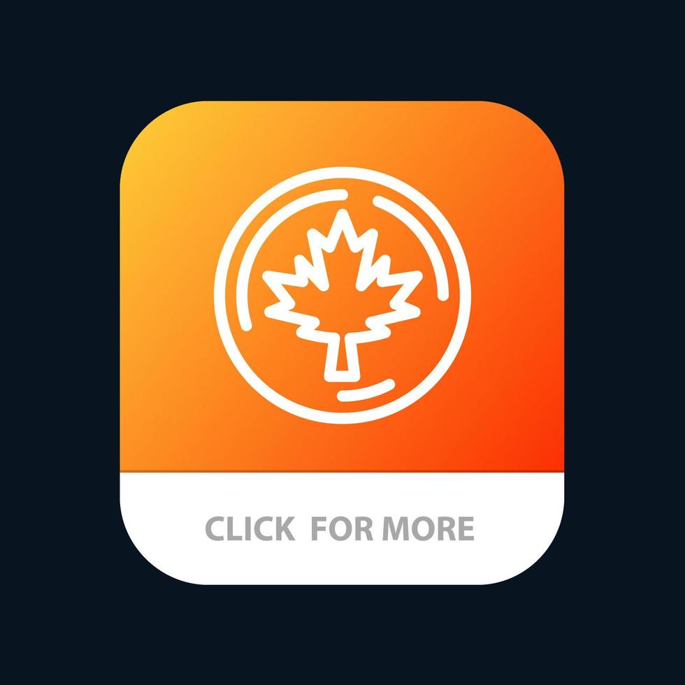 Autumn Canada Leaf Maple Mobile App Button Android and IOS Line Version vector