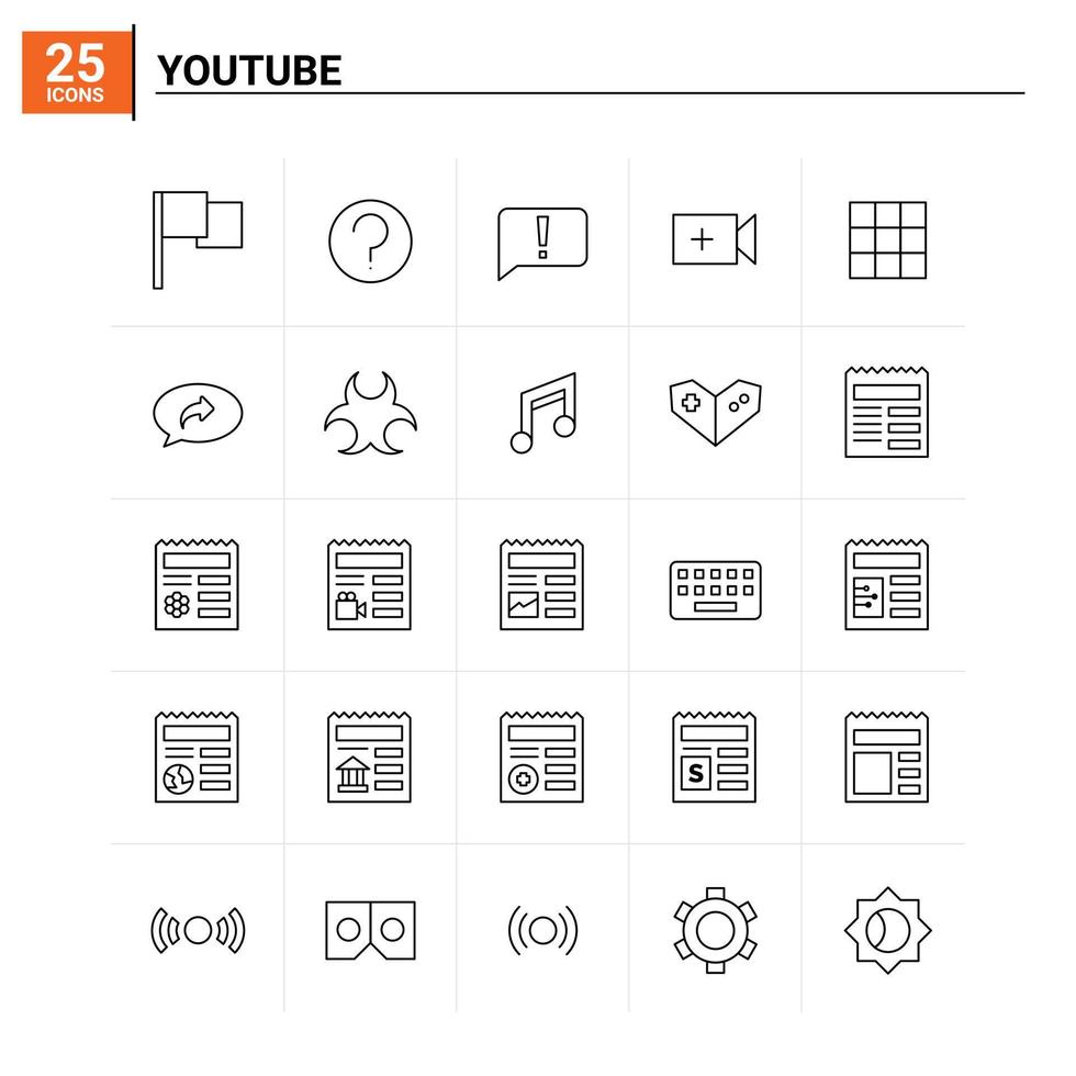 25 Youtube icon set vector background