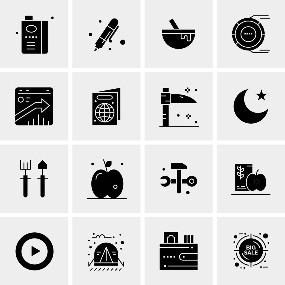 16 iconos de negocios universales vector ilustración de icono creativo para usar en proyectos relacionados con la web y dispositivos móviles