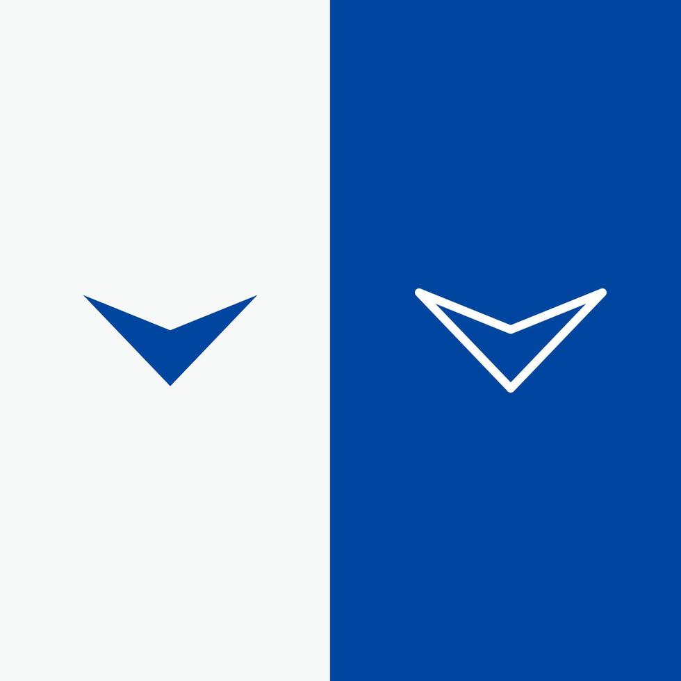 Arrow Down Next Line and Glyph Solid icon Blue banner Line and Glyph Solid icon Blue banner vector