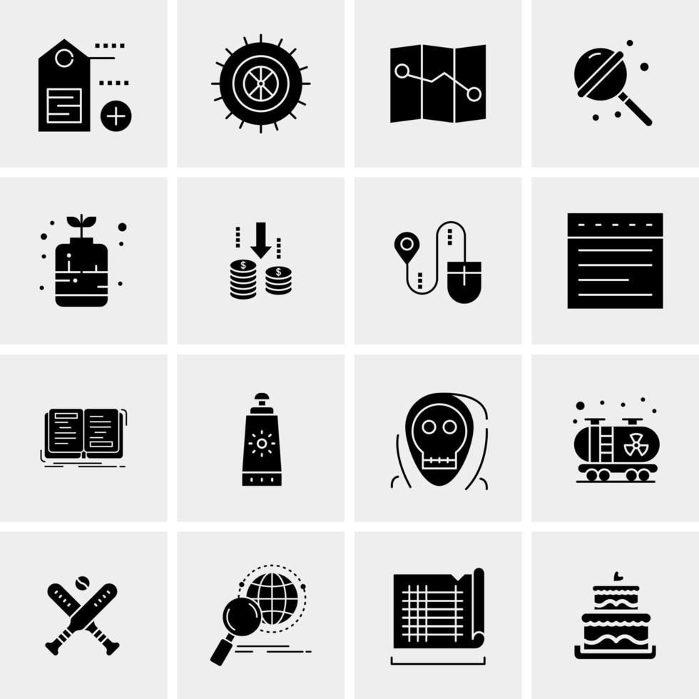 16 iconos de negocios universales vector ilustración de icono creativo para usar en proyectos relacionados con la web y dispositivos móviles