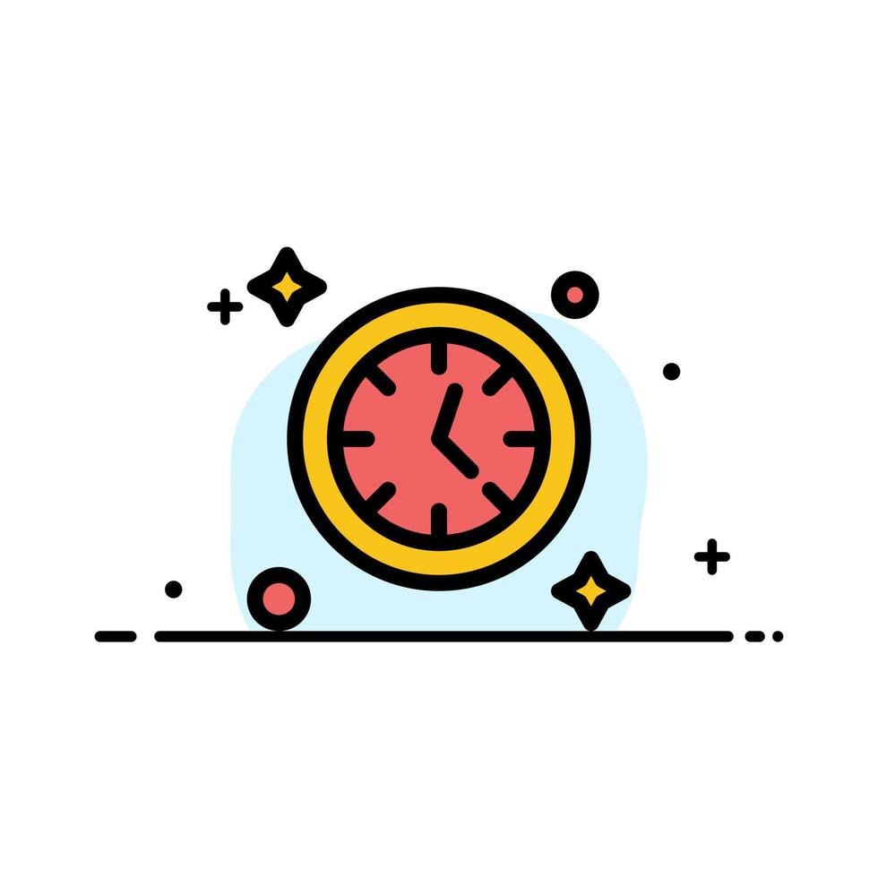 ver reloj tiempo negocio línea plana icono lleno vector banner plantilla