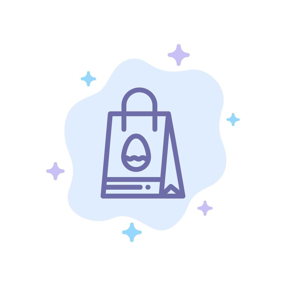 bolsa de compras bolsa huevo de pascua icono azul en el fondo abstracto de la nube vector