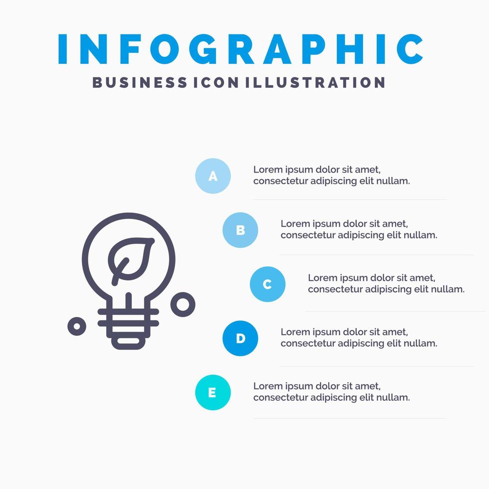 icono de línea de idea verde de entorno ecológico con fondo de infografía de presentación de 5 pasos vector