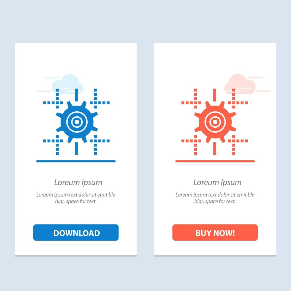 Setting Gear Computing Line  Blue and Red Download and Buy Now web Widget Card Template vector