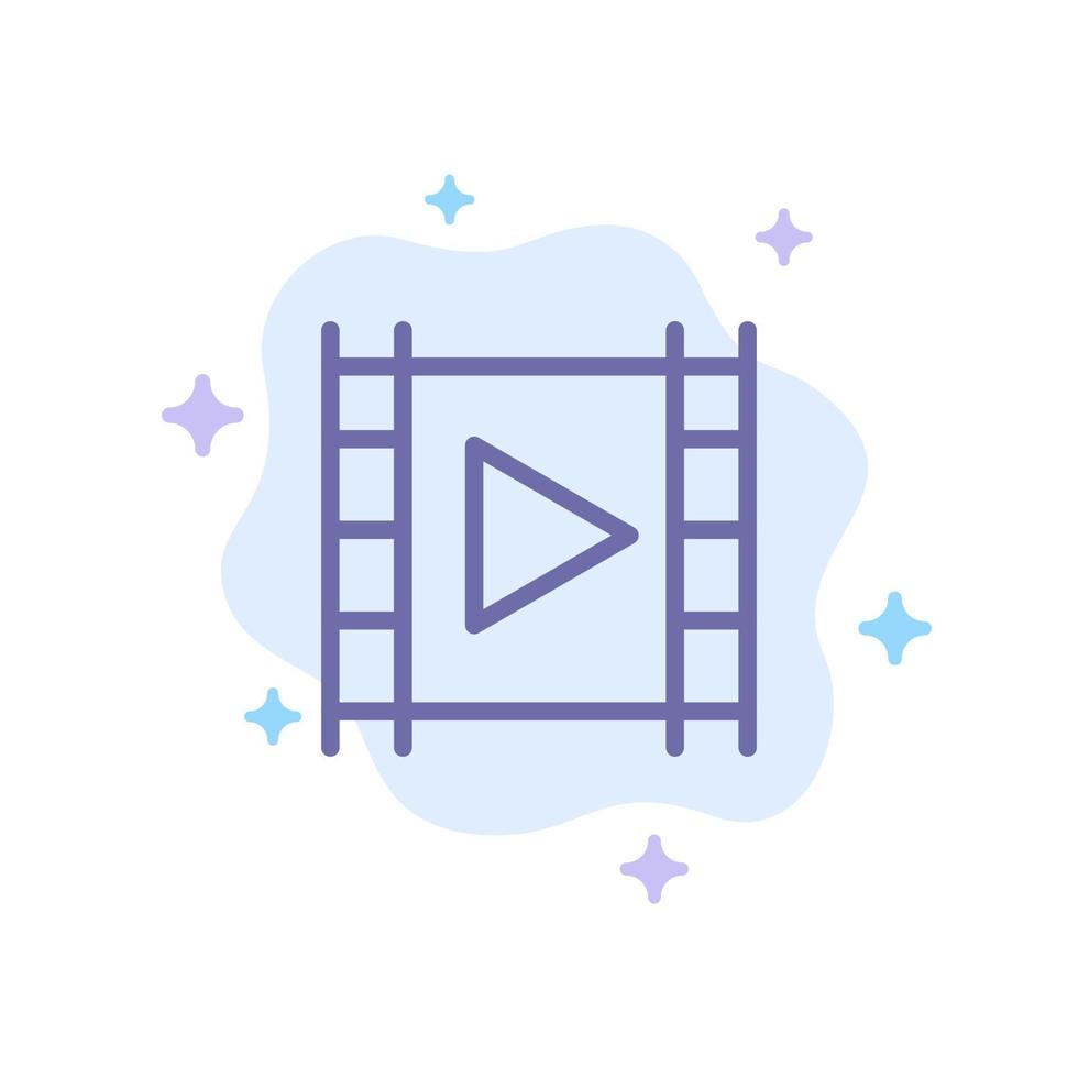 Media Media Player Multimedia Player Stream Blue Icon on Abstract Cloud Background vector