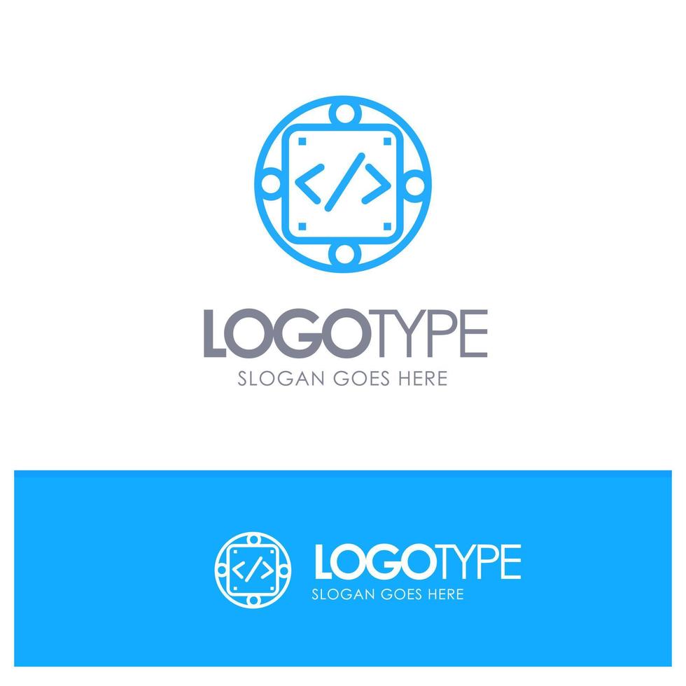 código de producto de gestión de implementación personalizado logotipo de contorno azul con lugar para el eslogan vector