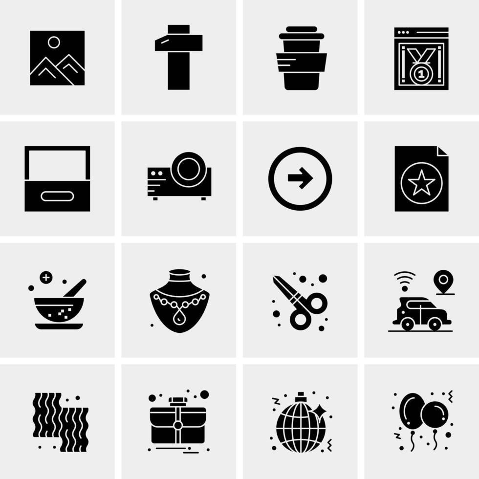 16 iconos de negocios universales vector ilustración de icono creativo para usar en proyectos relacionados con la web y dispositivos móviles