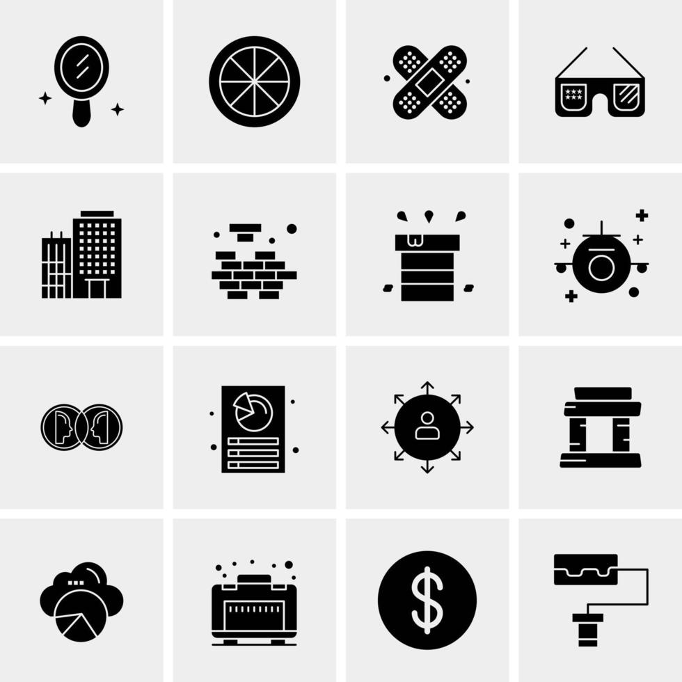 16 iconos de negocios universales vector ilustración de icono creativo para usar en proyectos relacionados con la web y dispositivos móviles