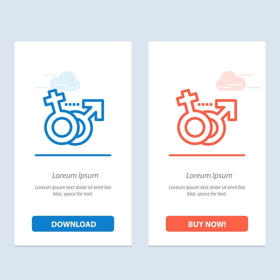 Gender Male Female Symbol  Blue and Red Download and Buy Now web Widget Card Template vector