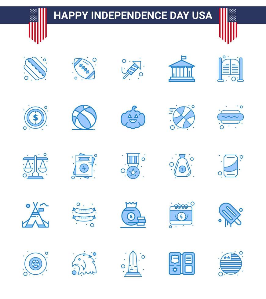 conjunto de 25 azules vectoriales el 4 de julio, día de la independencia de estados unidos, como salón bar religión estados unidos bandera elementos editables de diseño vectorial del día de estados unidos vector