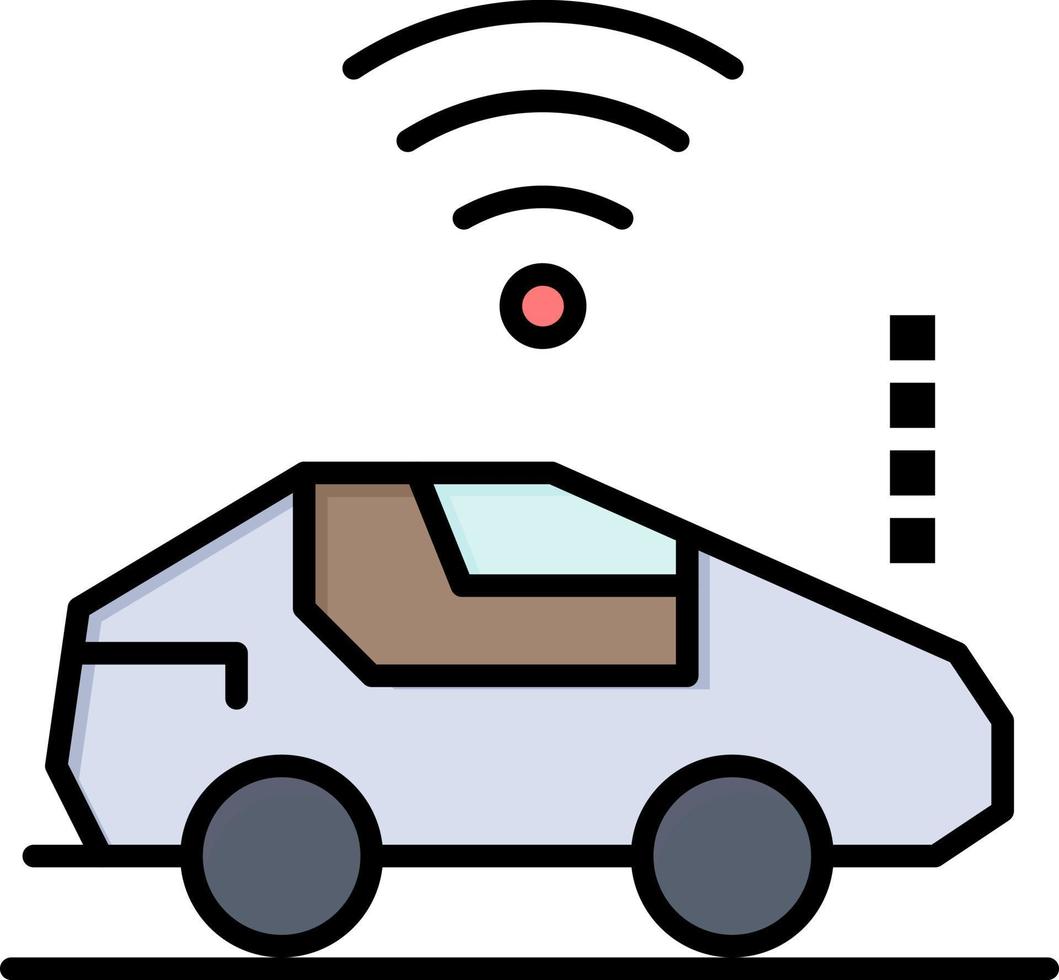 Auto Car Wifi Signal  Flat Color Icon Vector icon banner Template