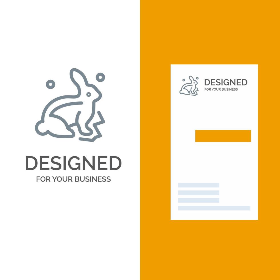 Bunny Rabbit Easter Nature Grey Logo Design and Business Card Template vector