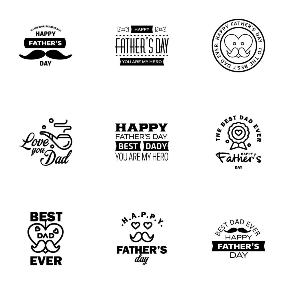 Happy Fathers Day Appreciation Vector Text Banner 9 black Background for Posters Flyers Marketing Greeting Cards Editable Vector Design Elements