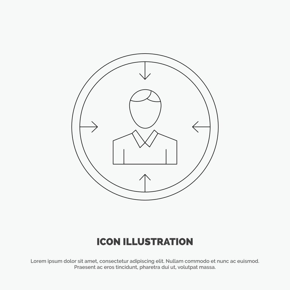 Target Employee Hr Hunting Personal Resources Resume Line Icon Vector