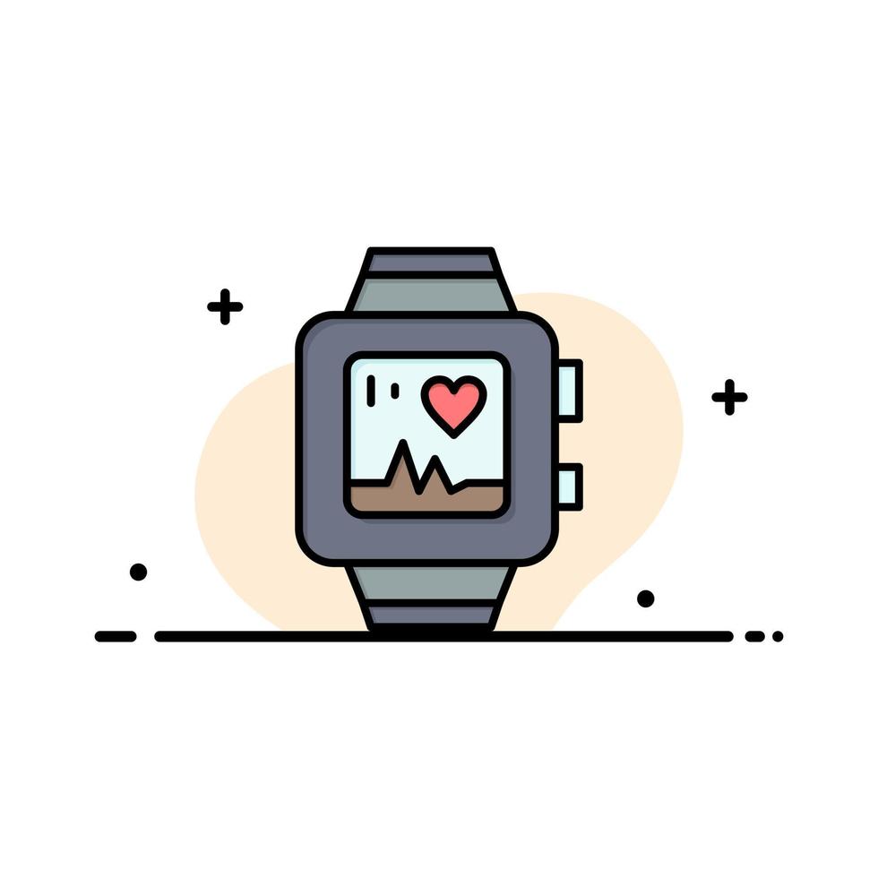 reloj de mano reloj amor corazón negocio línea plana lleno icono vector banner plantilla