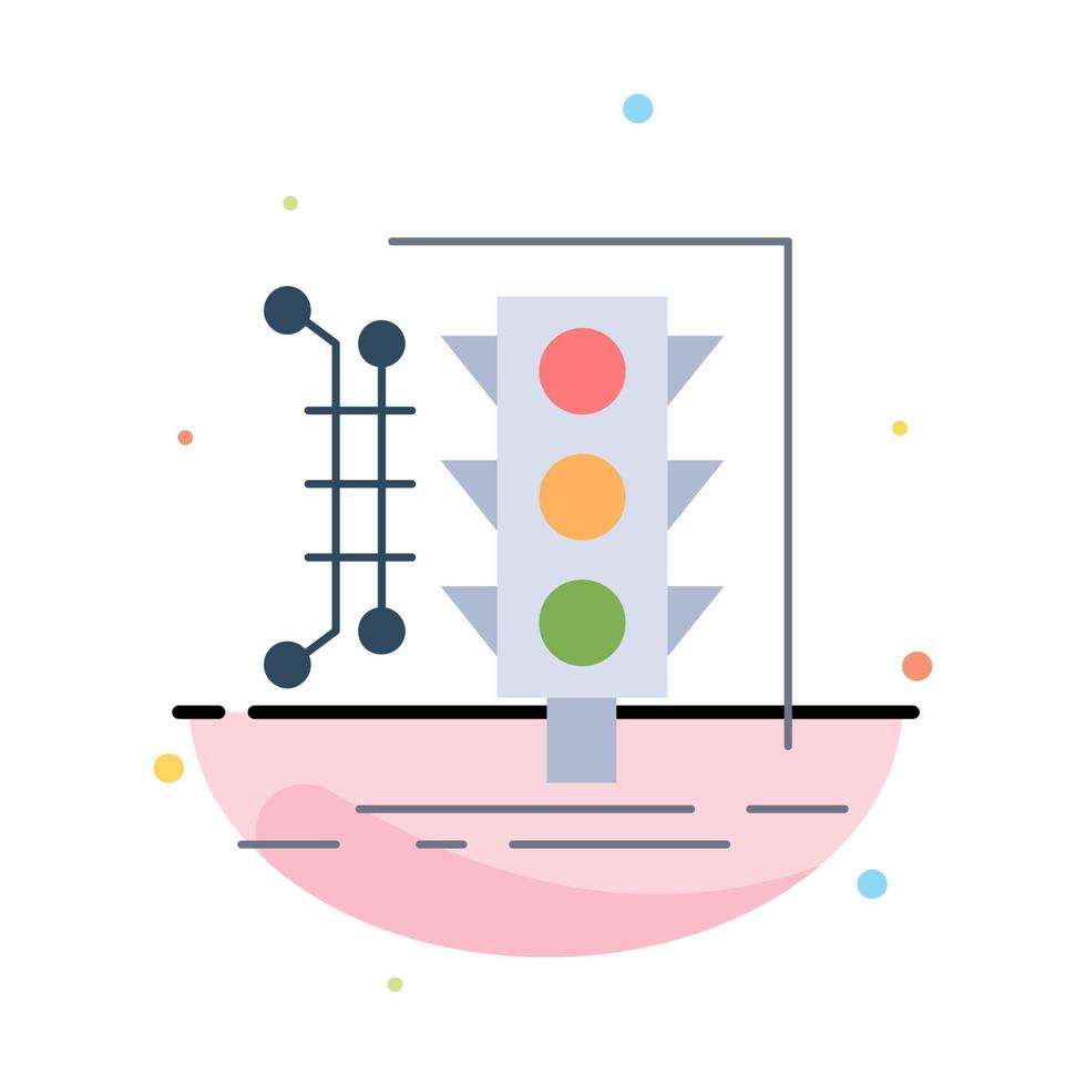 City management monitoring smart traffic Flat Color Icon Vector