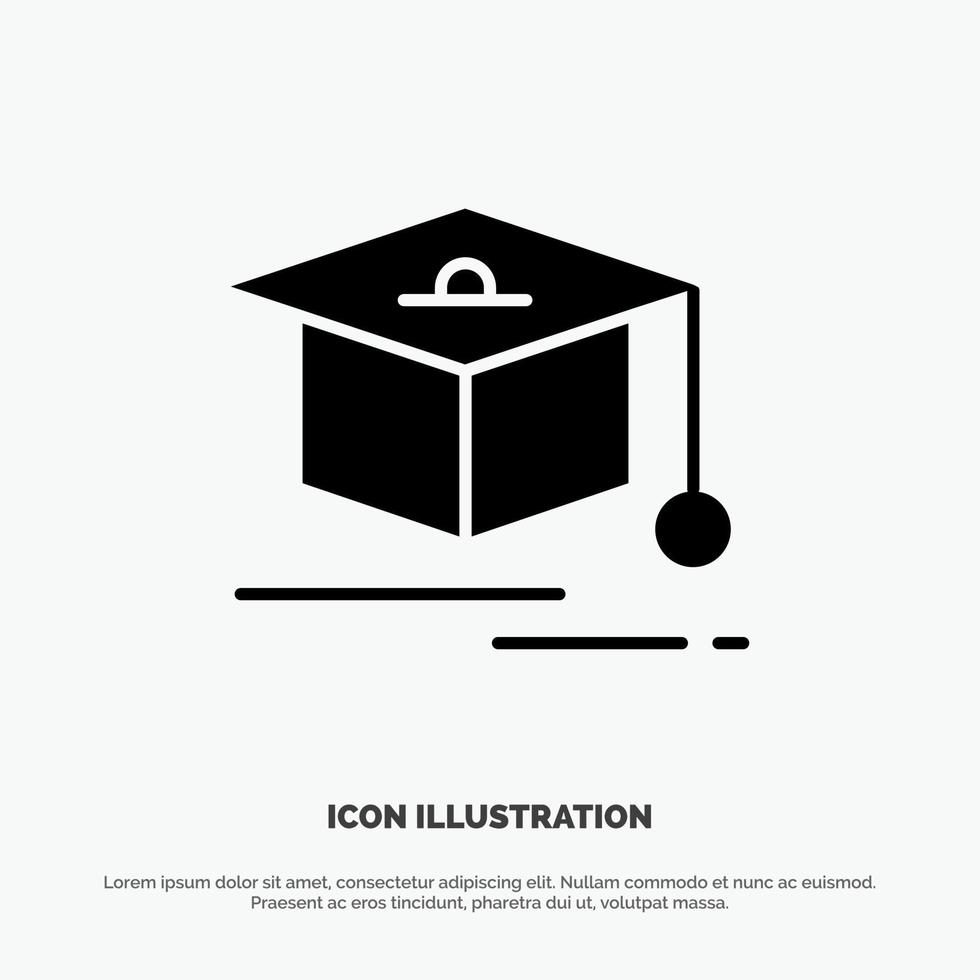 cap educación graduación sólido glifo icono vector