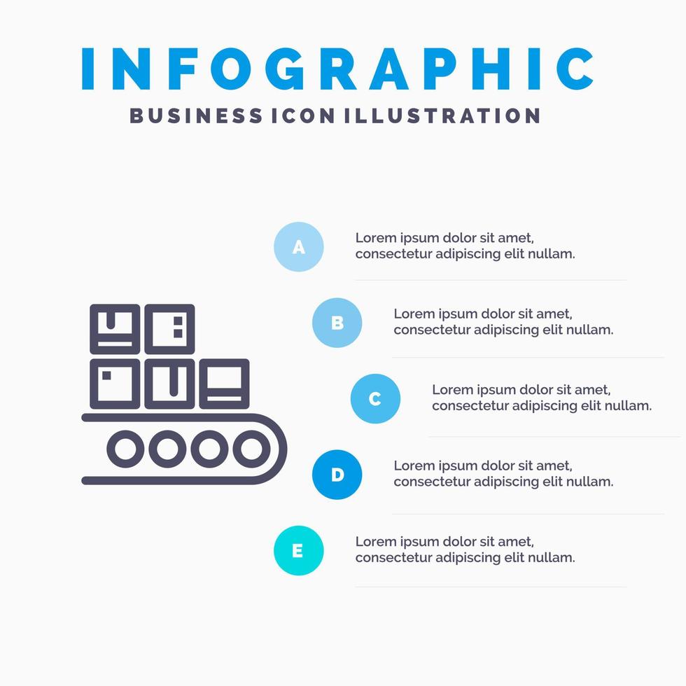 Business Line Management Product Production Line icon with 5 steps presentation infographics Background vector