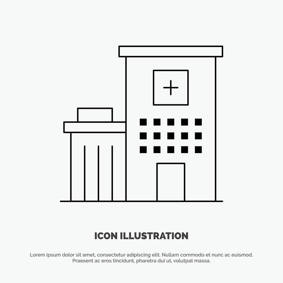 Hospital Building Clinic Medical Vector Line Icon