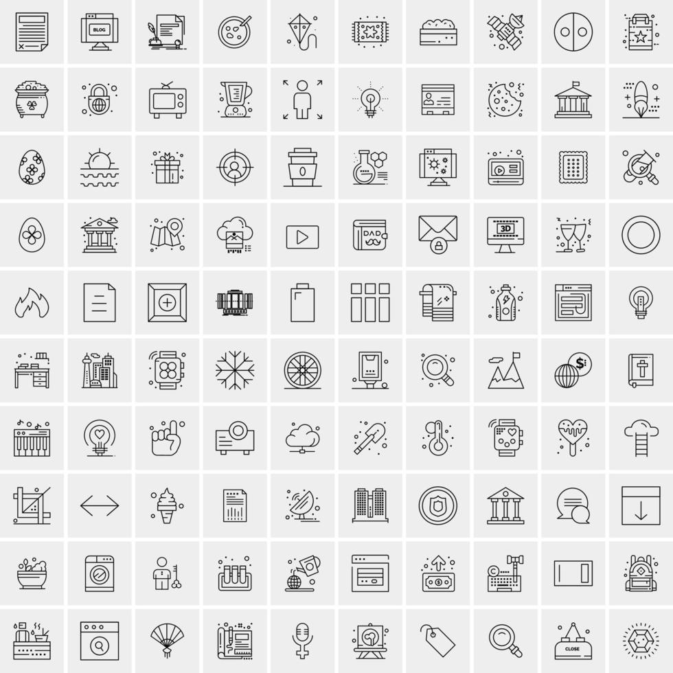 conjunto de 100 iconos de línea de negocios creativos vector