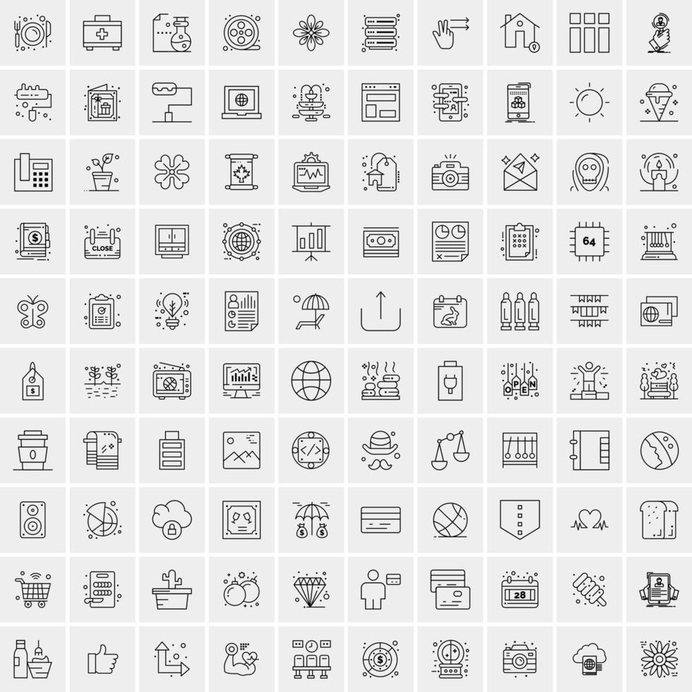 conjunto de 100 iconos de línea de negocios creativos vector