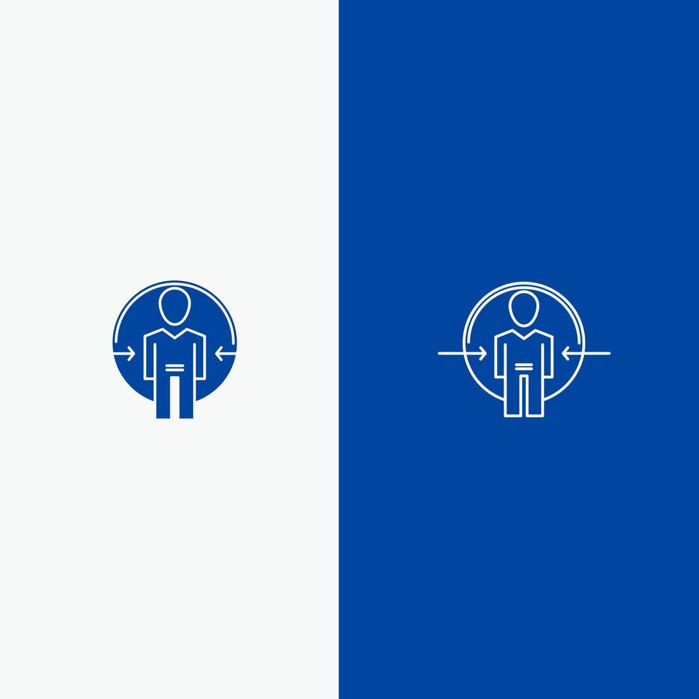 id de inicio de sesión de usuario de hombre línea de identidad y glifo icono sólido línea de banner azul y glifo icono sólido banner azul vector