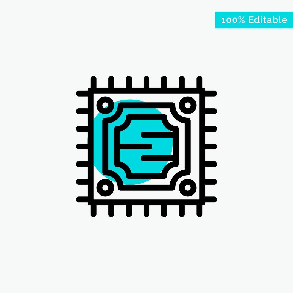 Cpu Microchip Processor turquoise highlight circle point Vector icon