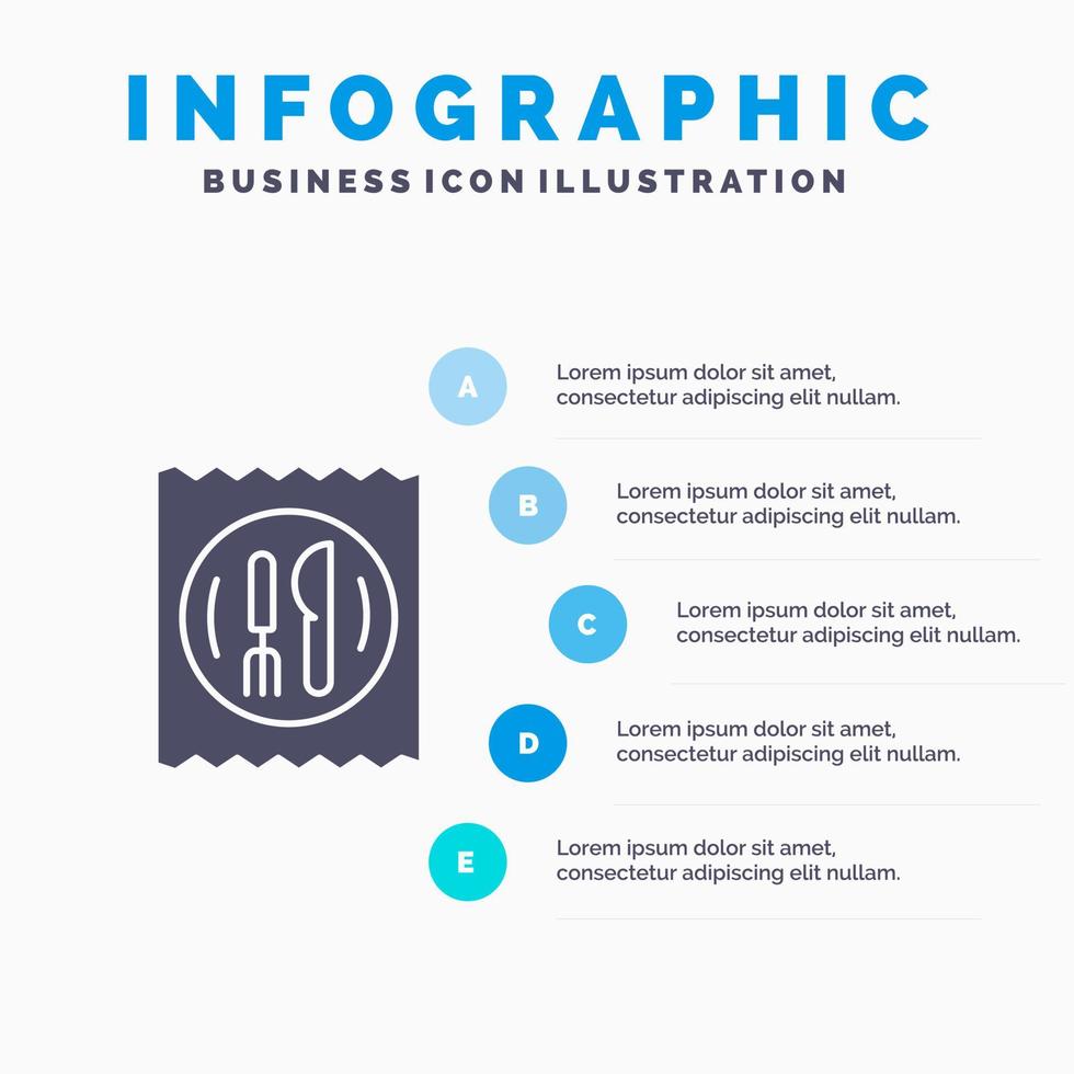 Lunch Hotel Knife Table Infographics Presentation Template 5 Steps Presentation vector