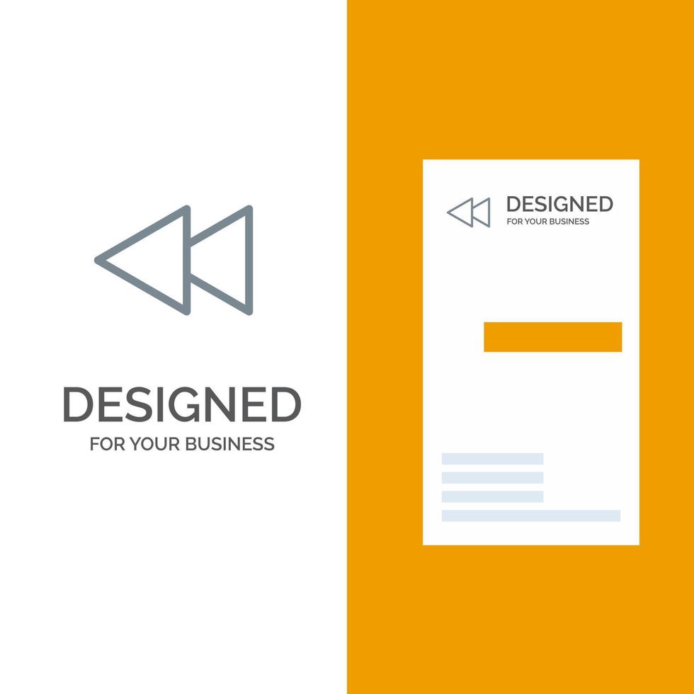 flecha hacia atrás rebobinado inverso diseño de logotipo gris y plantilla de tarjeta de visita vector