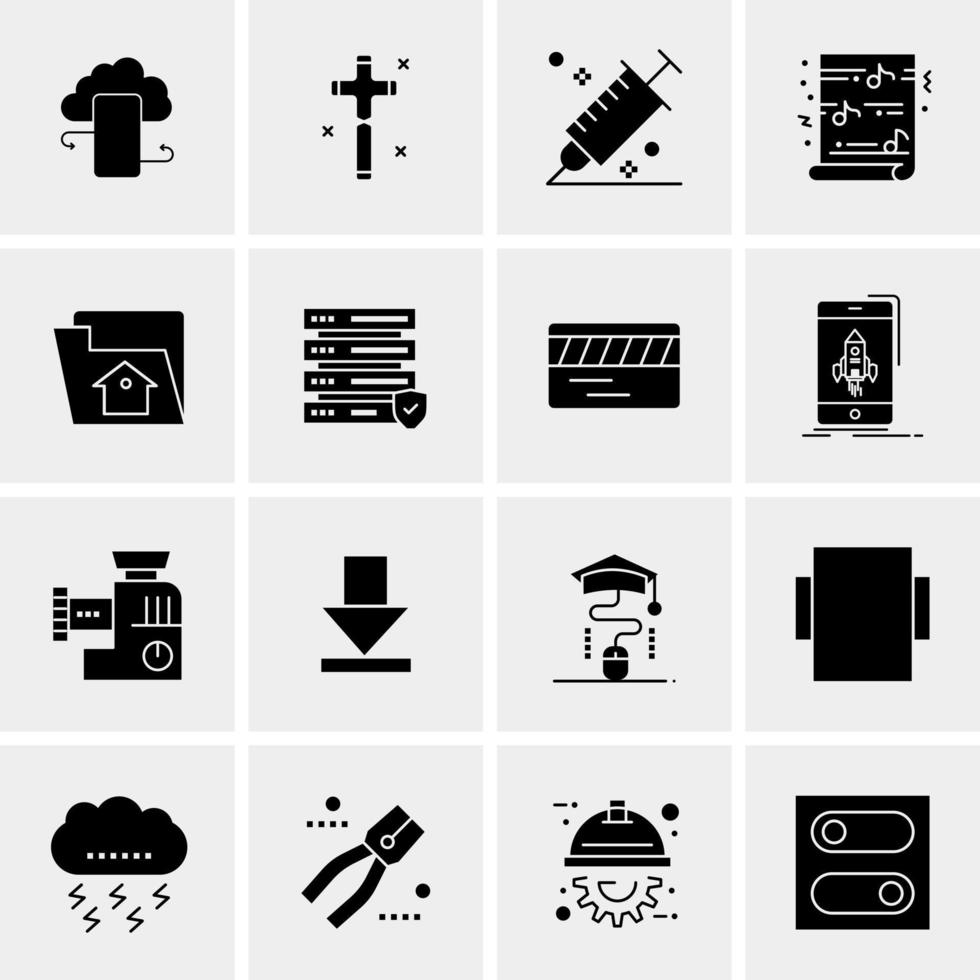 16 iconos de negocios universales vector ilustración de icono creativo para usar en proyectos relacionados con la web y dispositivos móviles