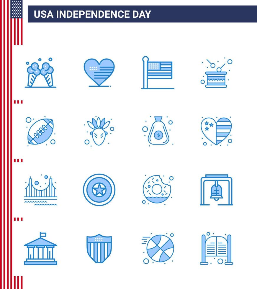 16 Creative USA Icons Modern Independence Signs and 4th July Symbols of ball independence flag holiday day Editable USA Day Vector Design Elements