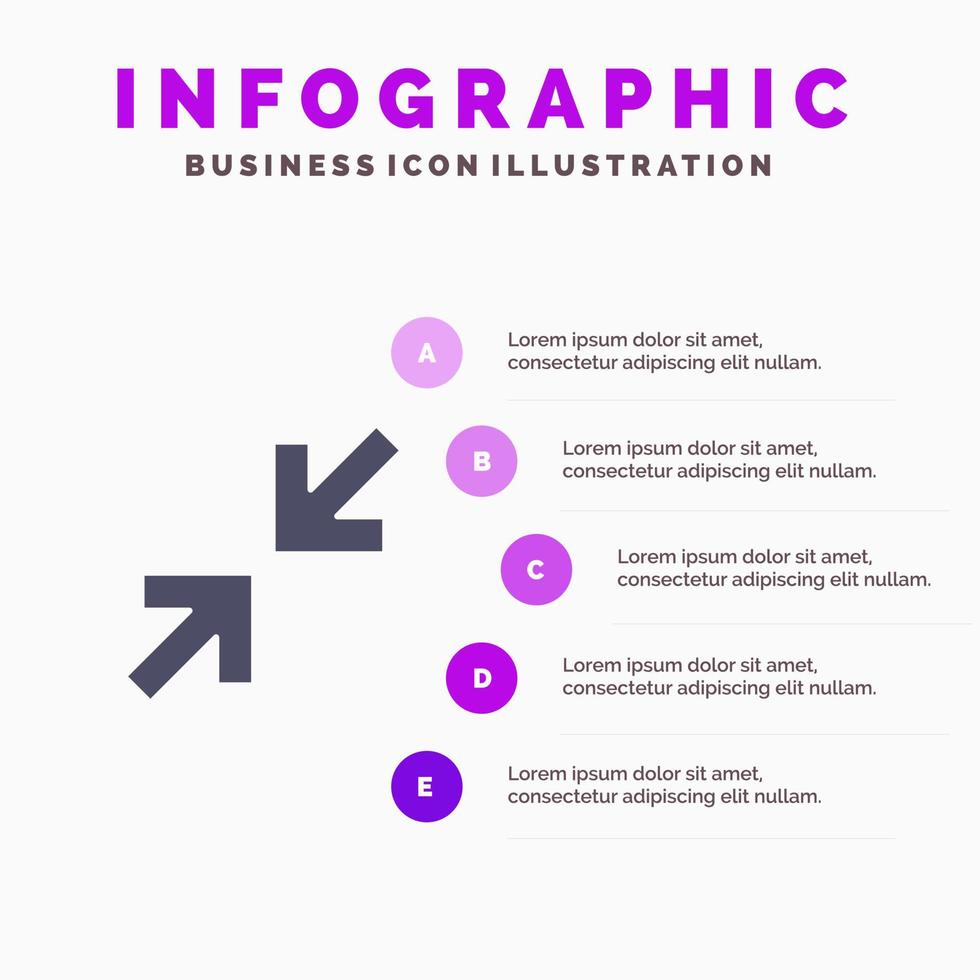 flechas flecha zoom sólido icono infografía 5 pasos presentación antecedentes vector