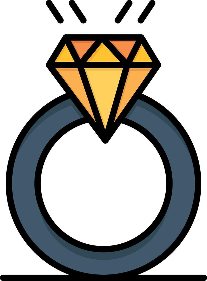 Ring Diamond Proposal Marriage Love  Flat Color Icon Vector icon banner Template