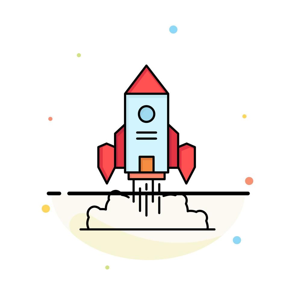cohete nave espacial inicio lanzamiento juego color plano icono vector